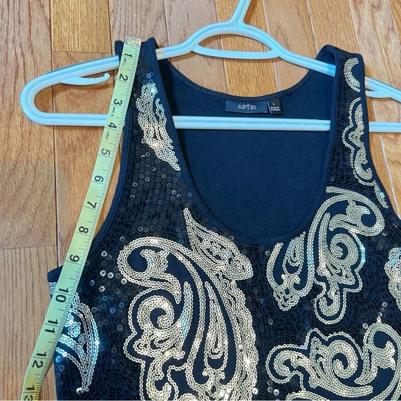 Womens APT.9 Tank Top Black Large Gold Sequin Modal Paisley Soft Casual Summer - Picture 12 of 15